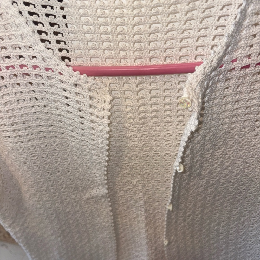 White Crochet Button-Up Top handmade vintage Top